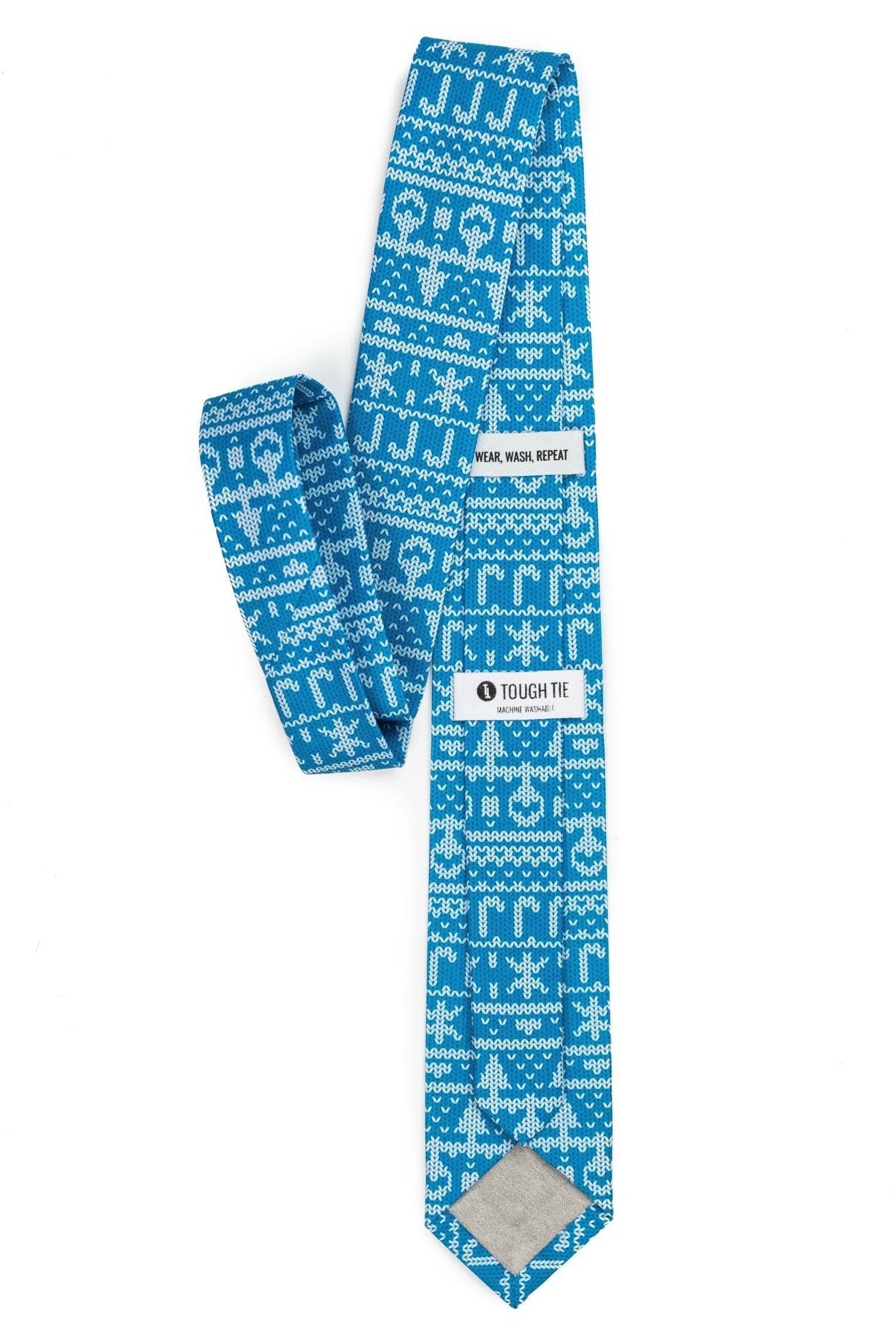 My grandma knit this Blue Ugly Christmas Sweater Tie