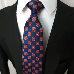 Navy Blue Red Floral Tie