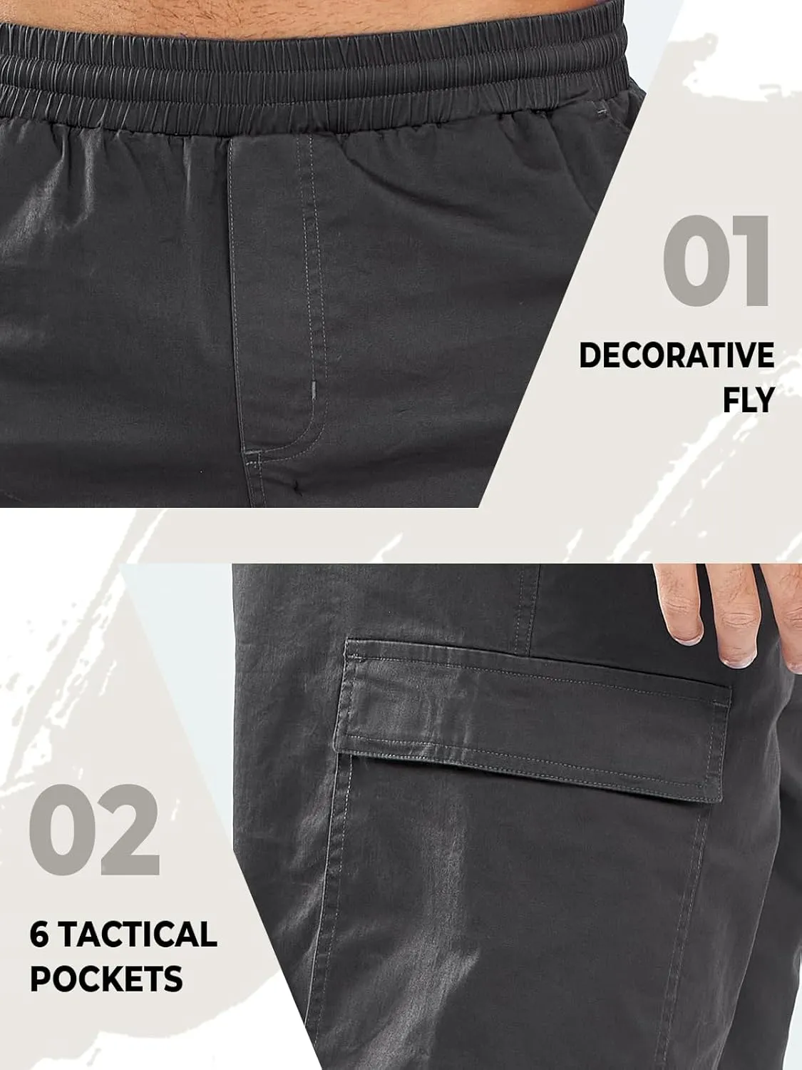 NORTHYARD Mens Twill Casual Cotton Cargo Shorts Drawstring Elastic Waist & 6 Pockets Classic Work Shorts for Men