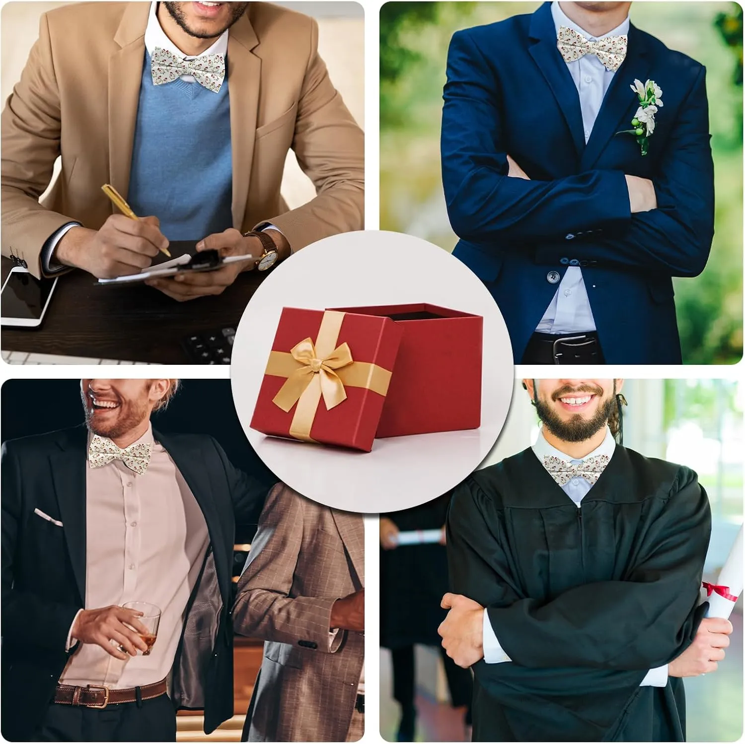 Novelty Bow Ties for Men, Men Pre-Tie Bow Tie Classic Formal Tuxedo Bowties for Wedding Party