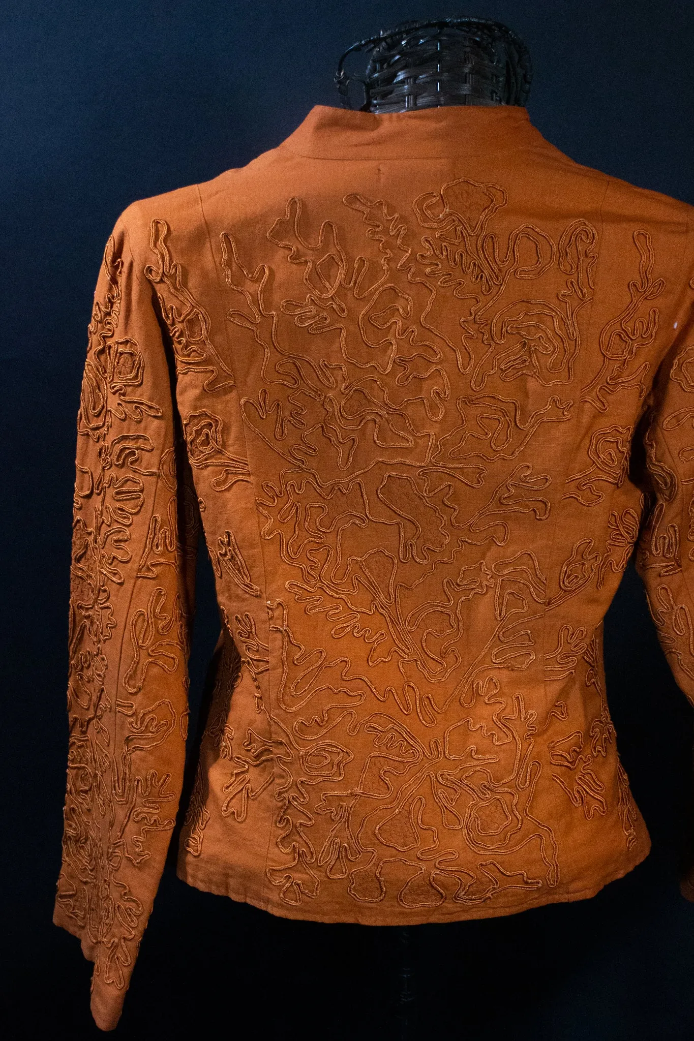 Orange on Orange  Embroidered Jacket with Side Ties