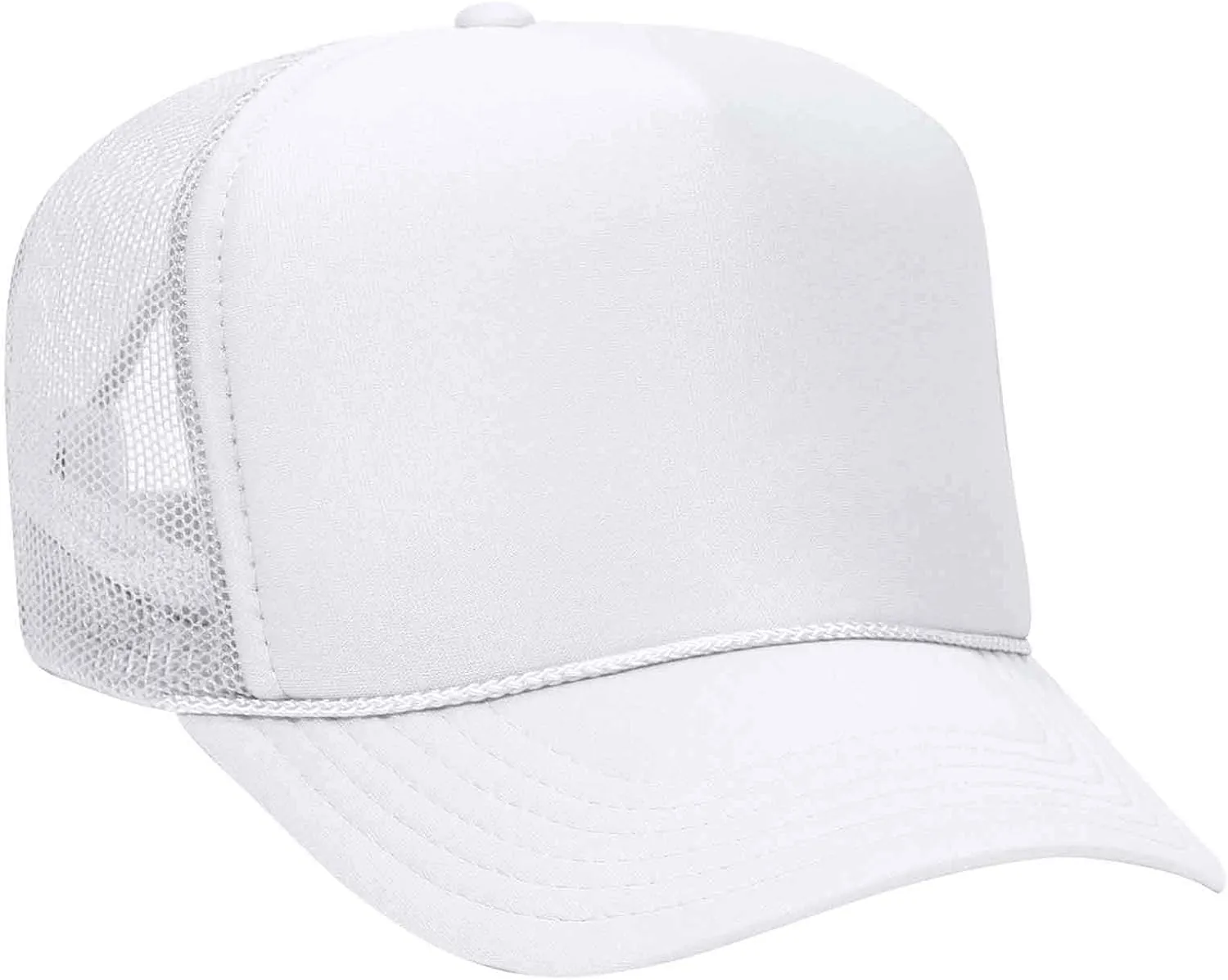 OTTO Wholesale 12 x Polyester Foam Front 5 Panel High Crown Mesh Back Trucker Hat - (12 Pcs)