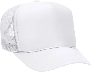 OTTO Wholesale 12 x Polyester Foam Front 5 Panel High Crown Mesh Back Trucker Hat - (12 Pcs)