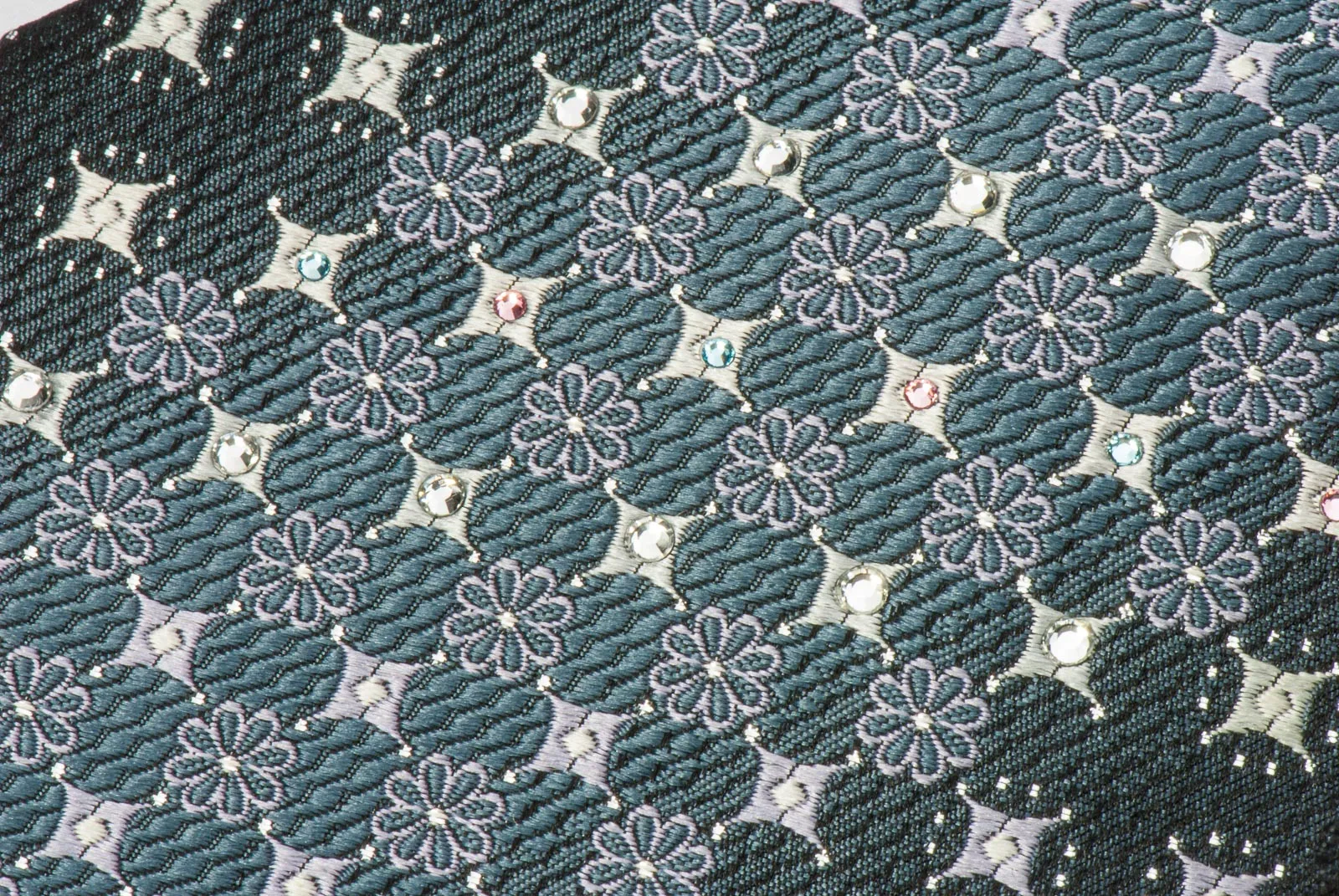 Paco Rabanne Rhinestone Tie Silver Geometric & Foulard Design On Gray With Sparkles