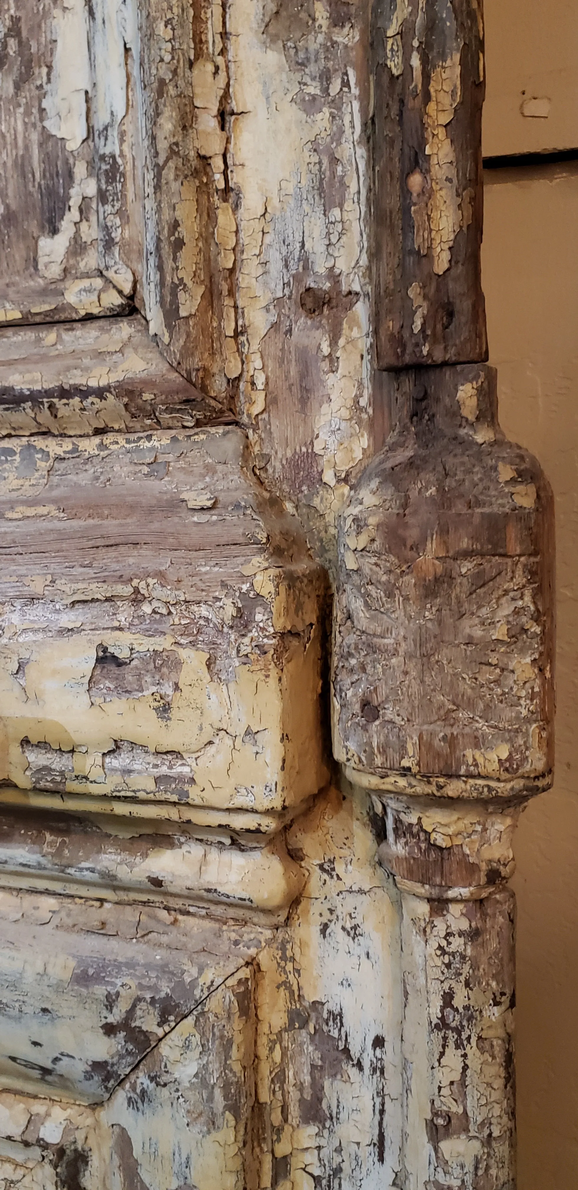 Pair of Distressed Wood Carved Antique Doors