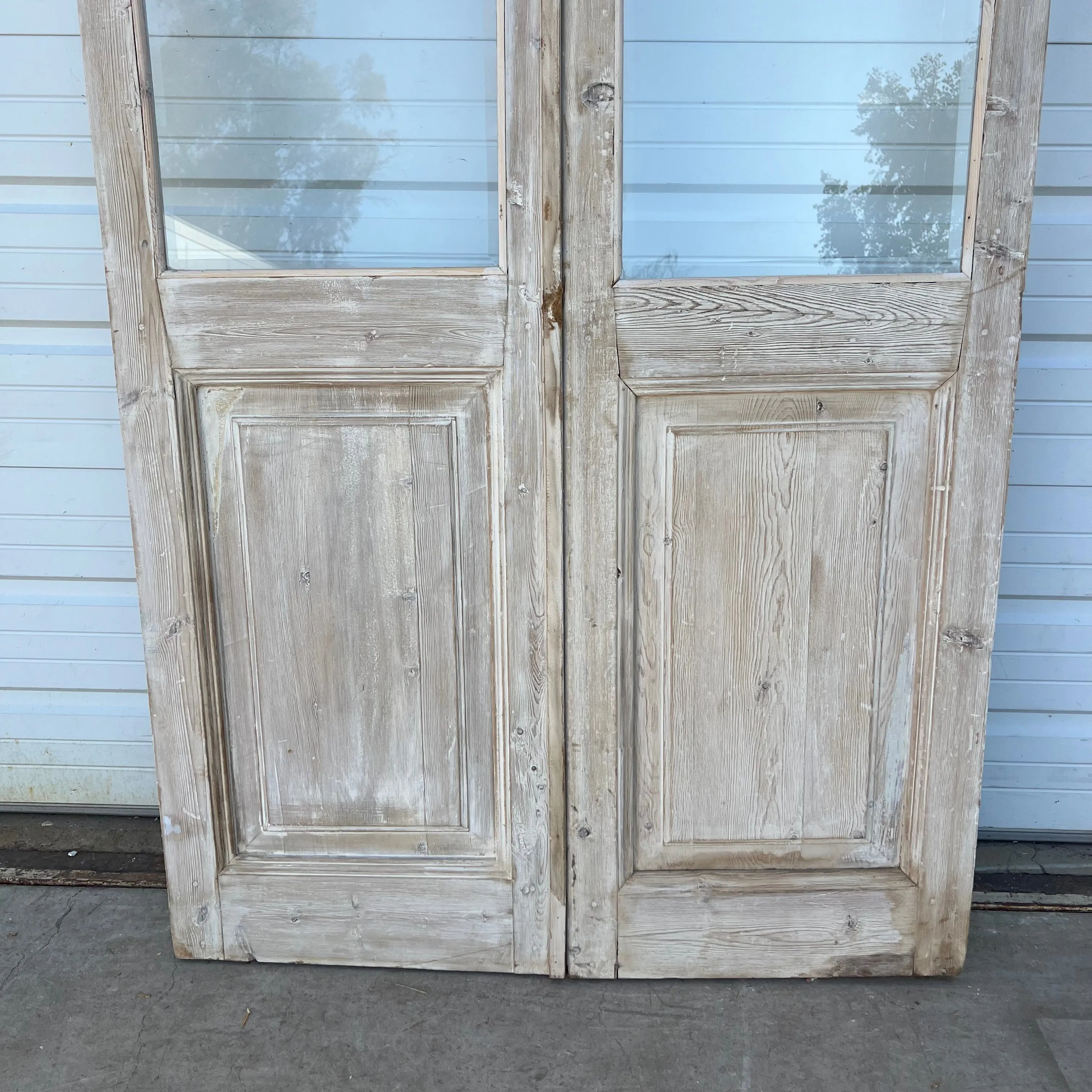 Pair of Washed Wood French Doors w/6 Lites
