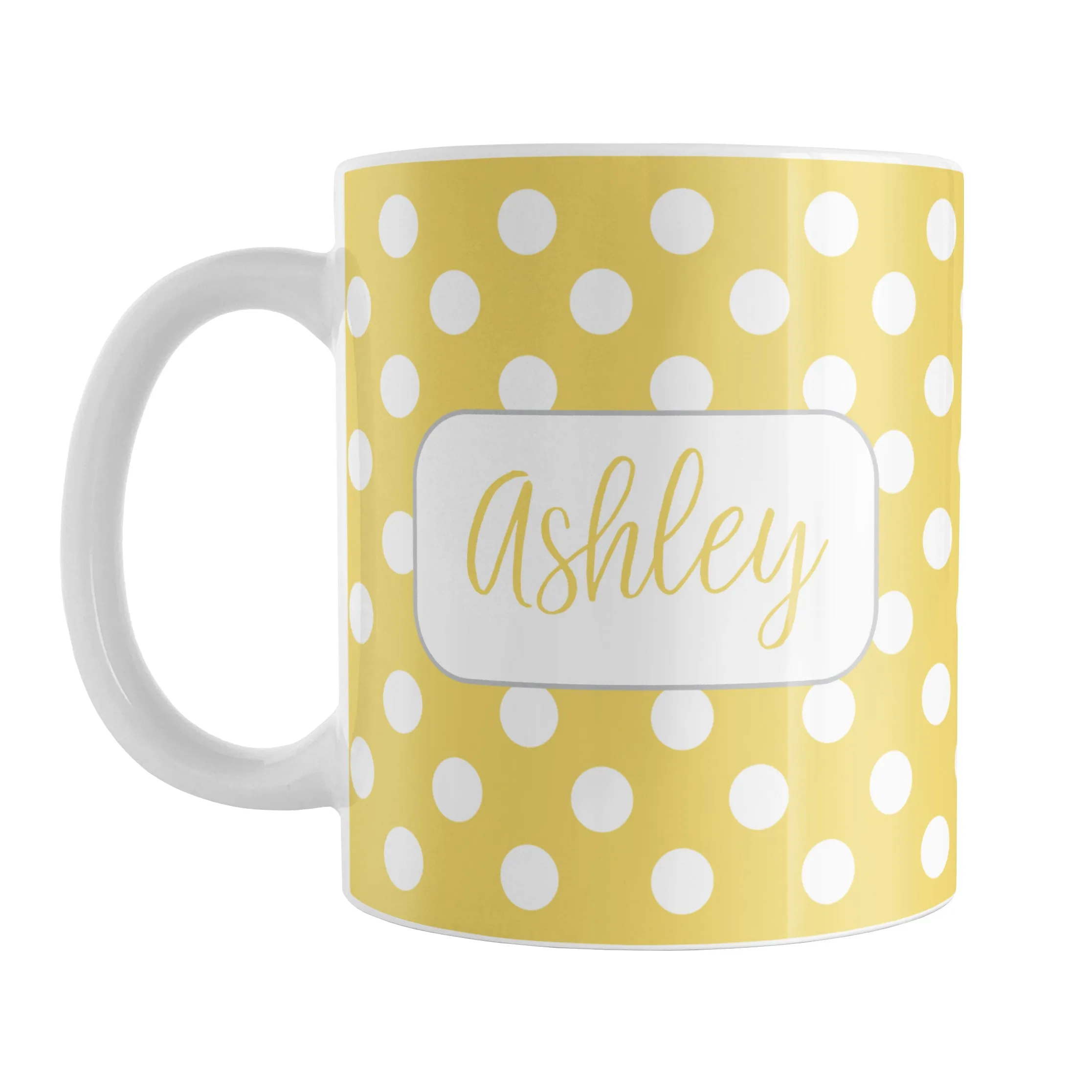 Personalized Yellow Polka Dot Mug