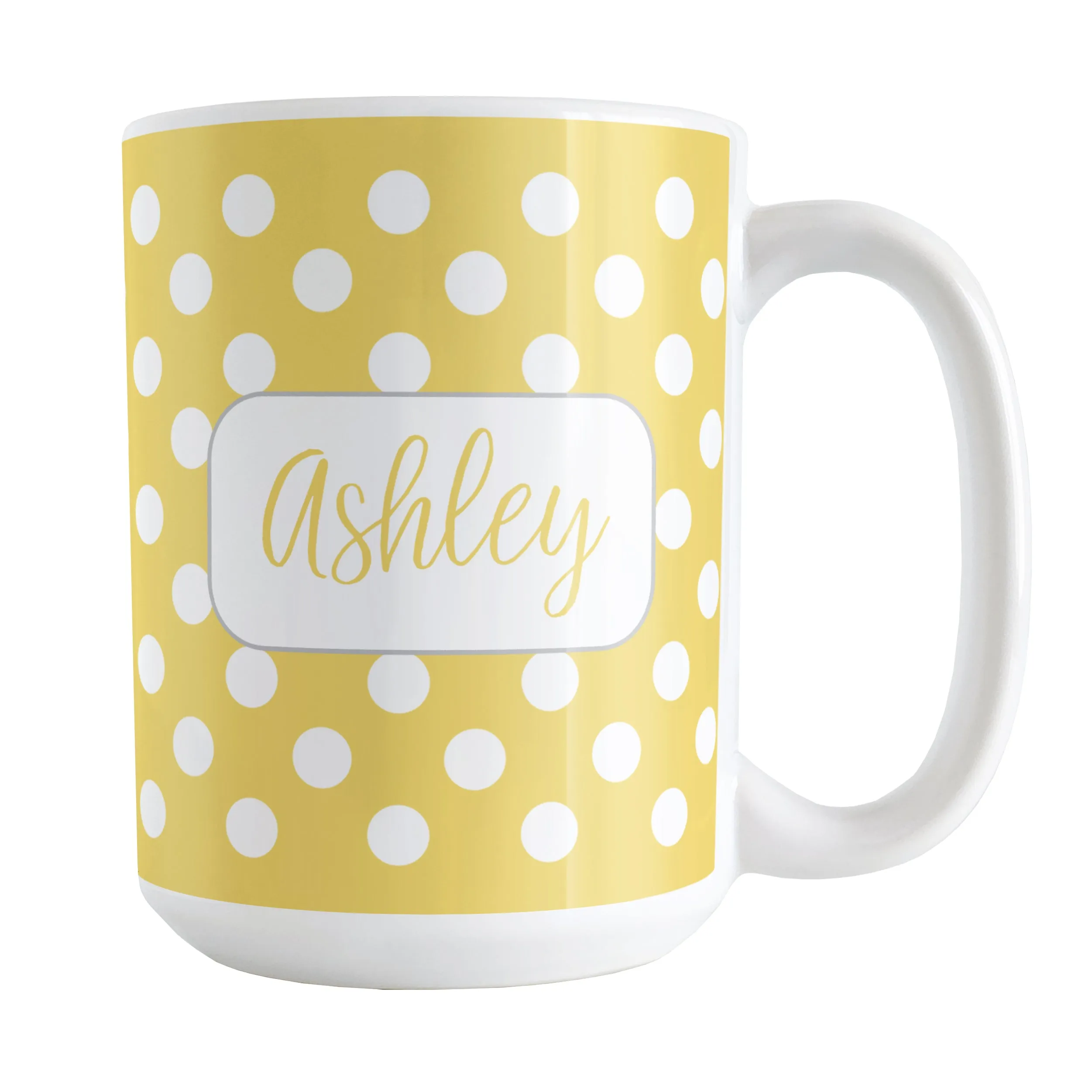 Personalized Yellow Polka Dot Mug