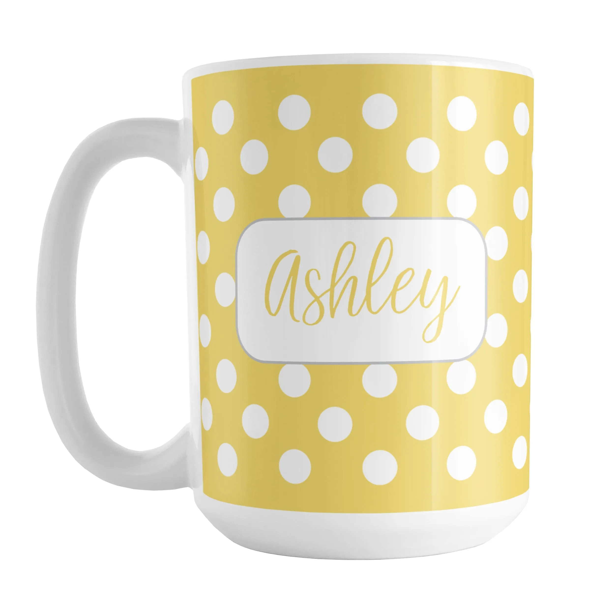 Personalized Yellow Polka Dot Mug