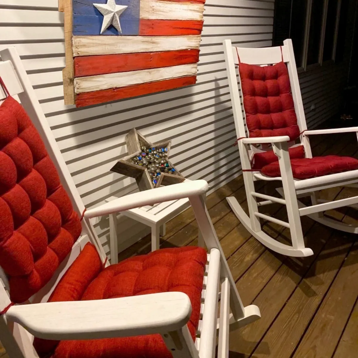 Rave Red Porch Rocker Cushions - Fade Resistant, Latex Foam Fill