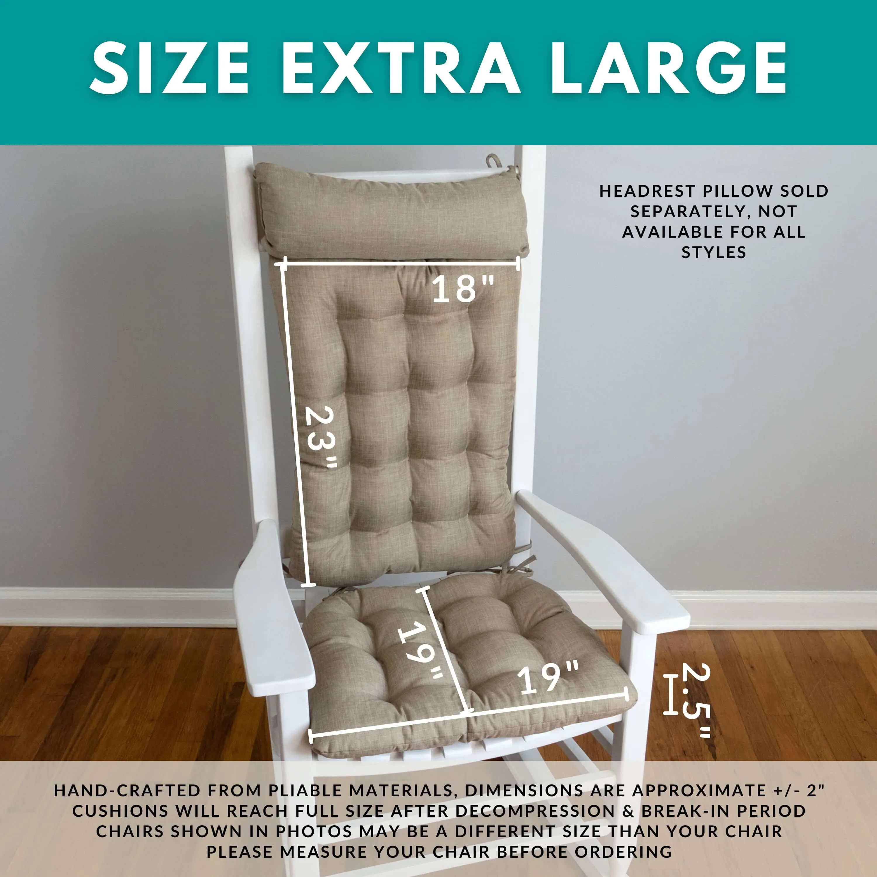 Rave Red Porch Rocker Cushions - Fade Resistant, Latex Foam Fill