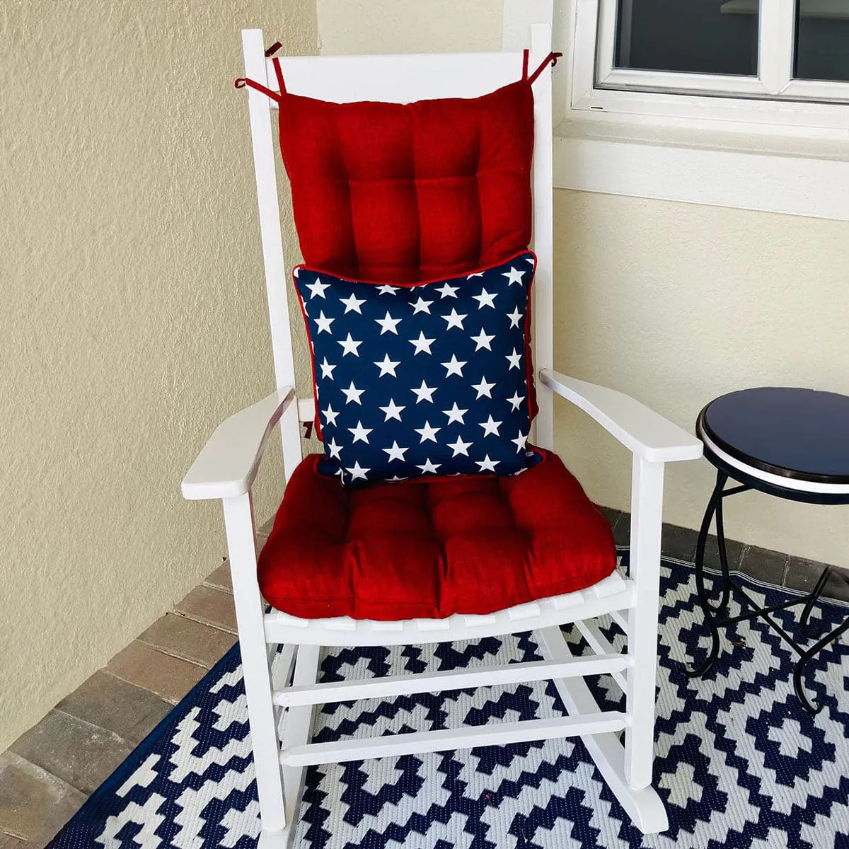 Rave Red Porch Rocker Cushions - Fade Resistant, Latex Foam Fill
