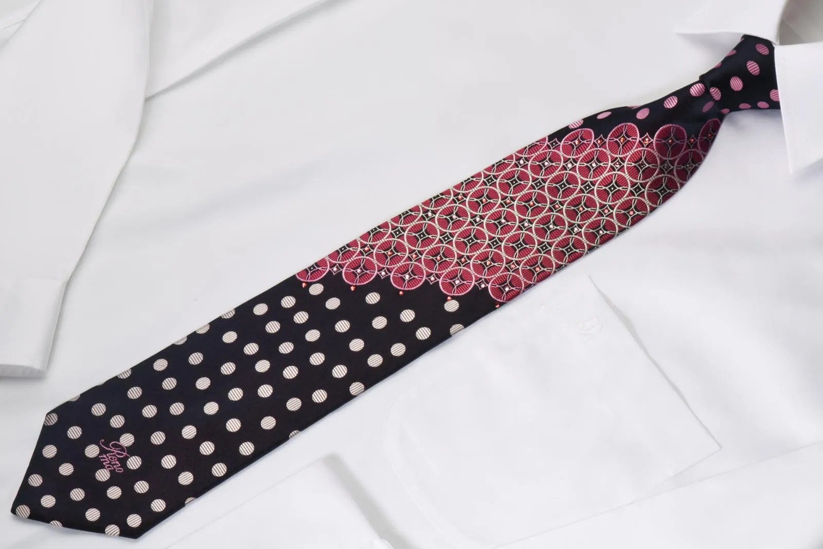 Renoma Rhinestone Necktie Geometric On Black With Silver Sparkles