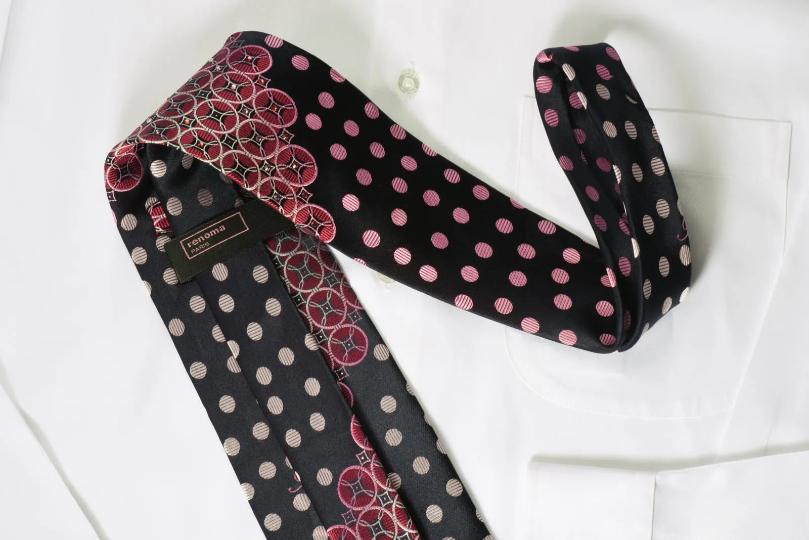 Renoma Rhinestone Necktie Geometric On Black With Silver Sparkles