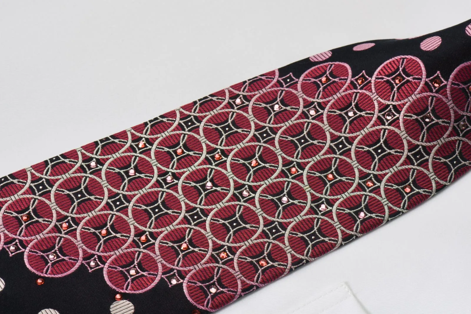 Renoma Rhinestone Necktie Geometric On Black With Silver Sparkles