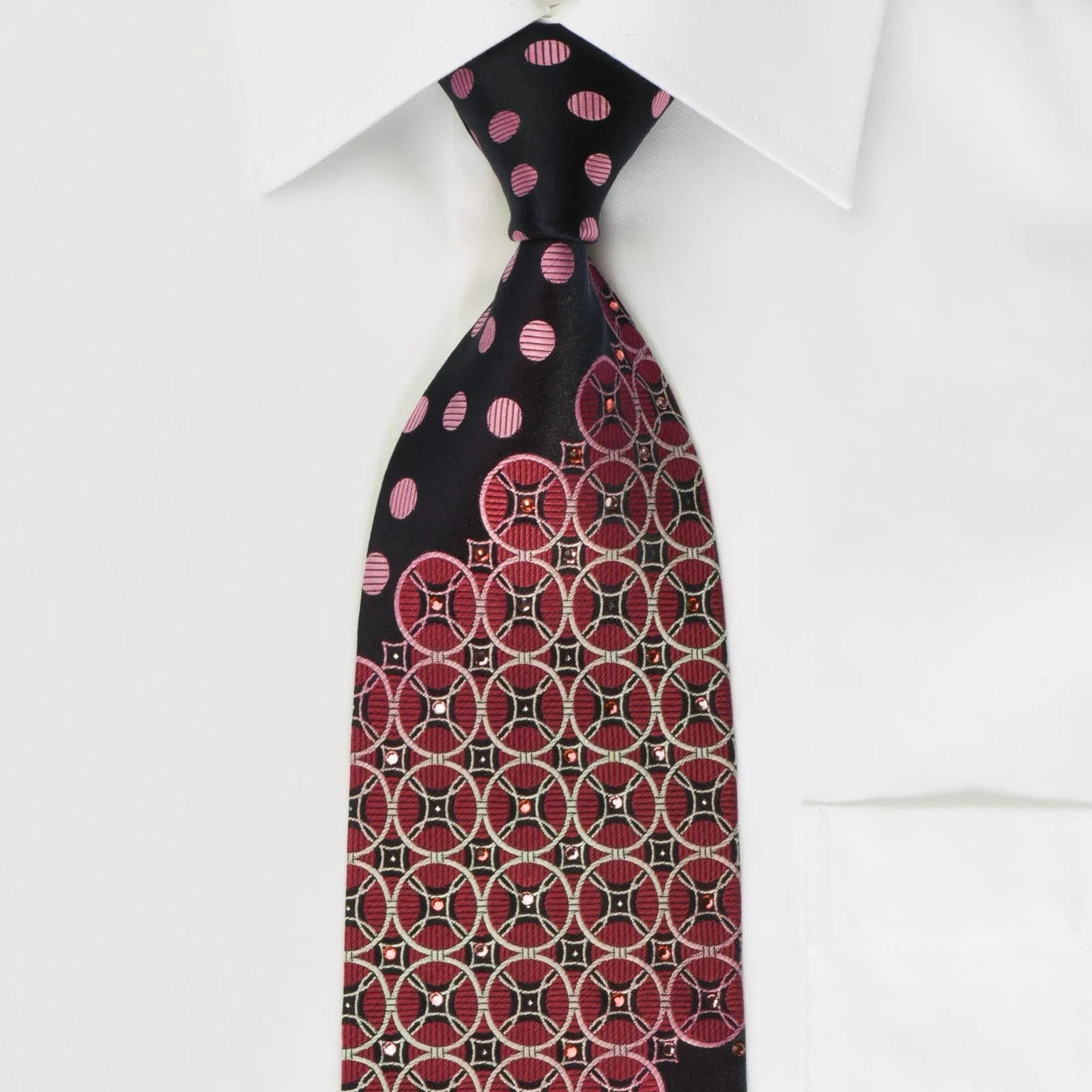 Renoma Rhinestone Necktie Geometric On Black With Silver Sparkles