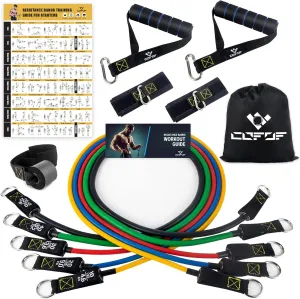 Resistance Bands Set with Yellow Handles, Exercise/Workout/Fitness Bands with Door Anchor, Legs Ankle Straps for Resistance TrainingPhysical TherapyHome Gym Workout