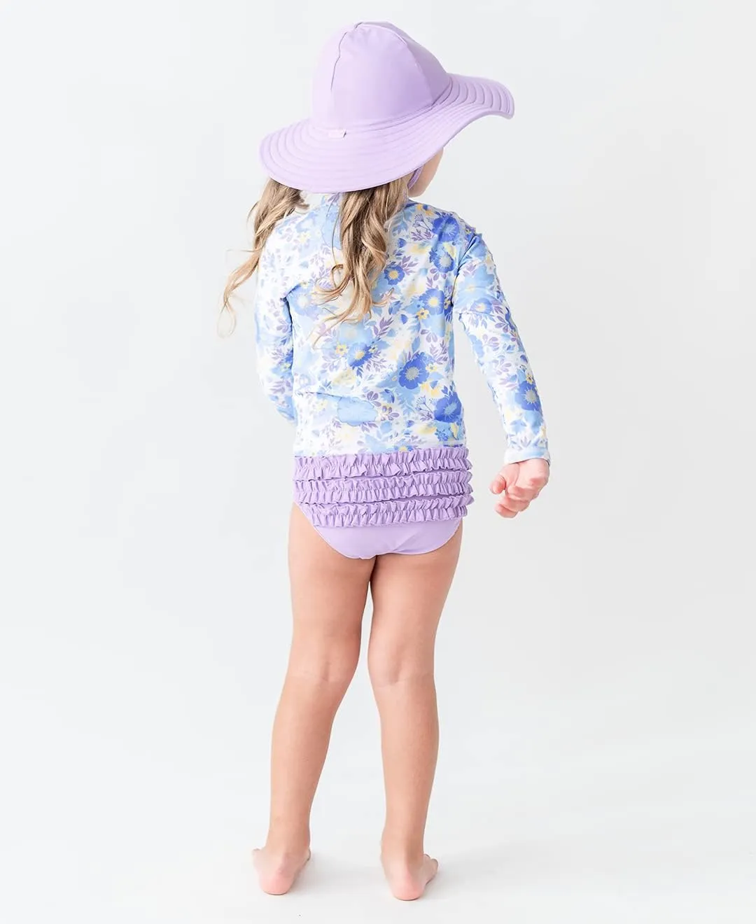 RuffleButts Baby/Toddler Girls UPF 50  Sun Protective Wide Brim Swimwear Sun Hat