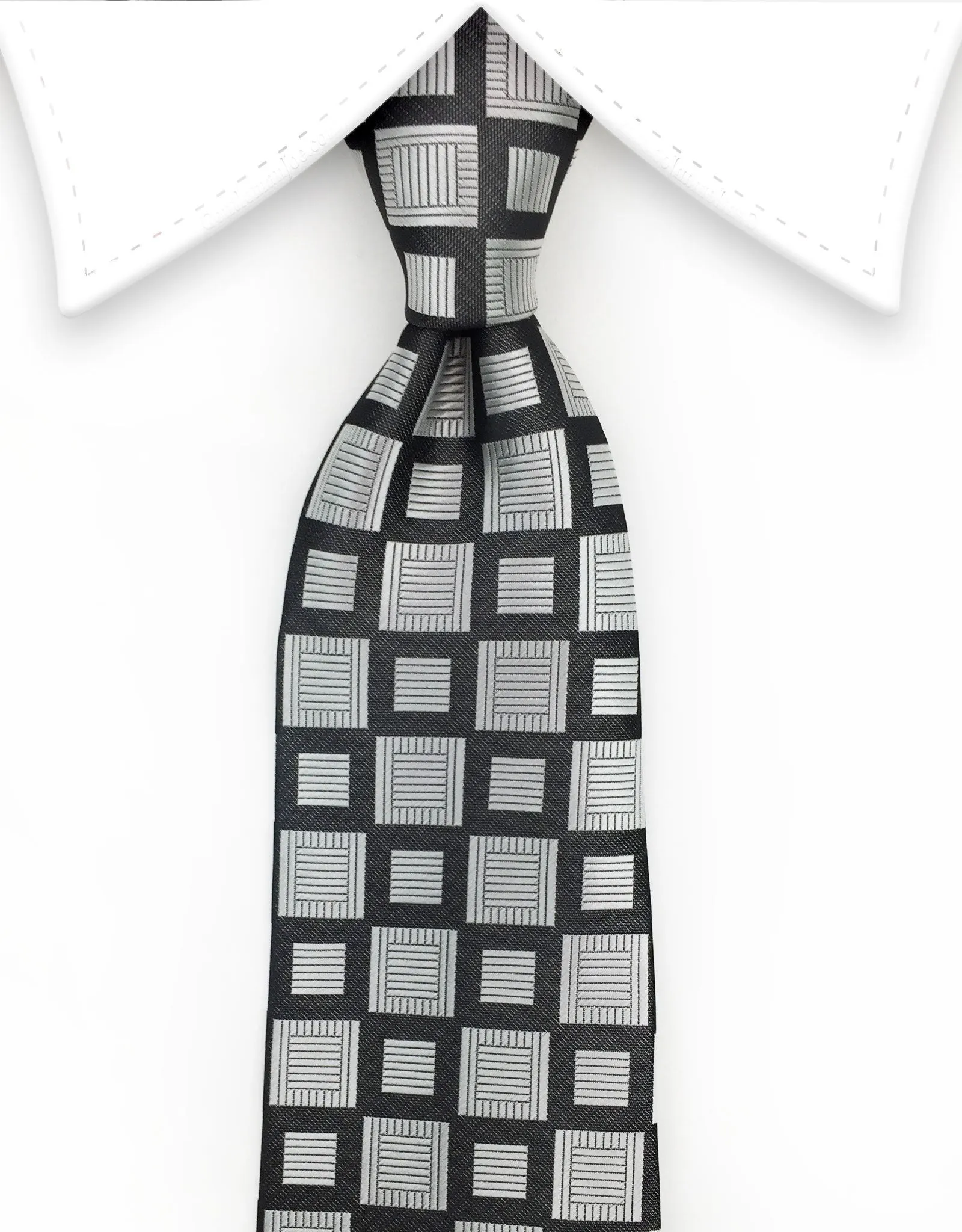 Silver & Black Squares Tie
