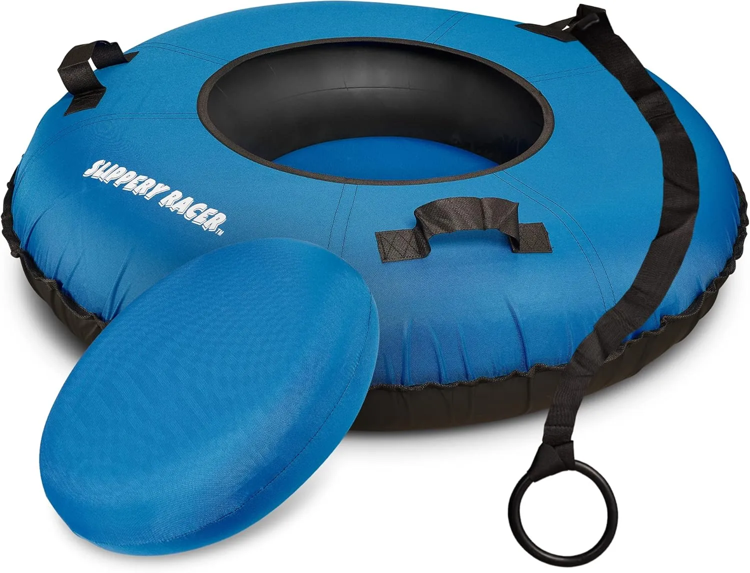 Slippery Racer Heavy Duty Commercial Grade Inflatable Snow Tube with Cover and Rope, PVC Bottom, 44"-Blue