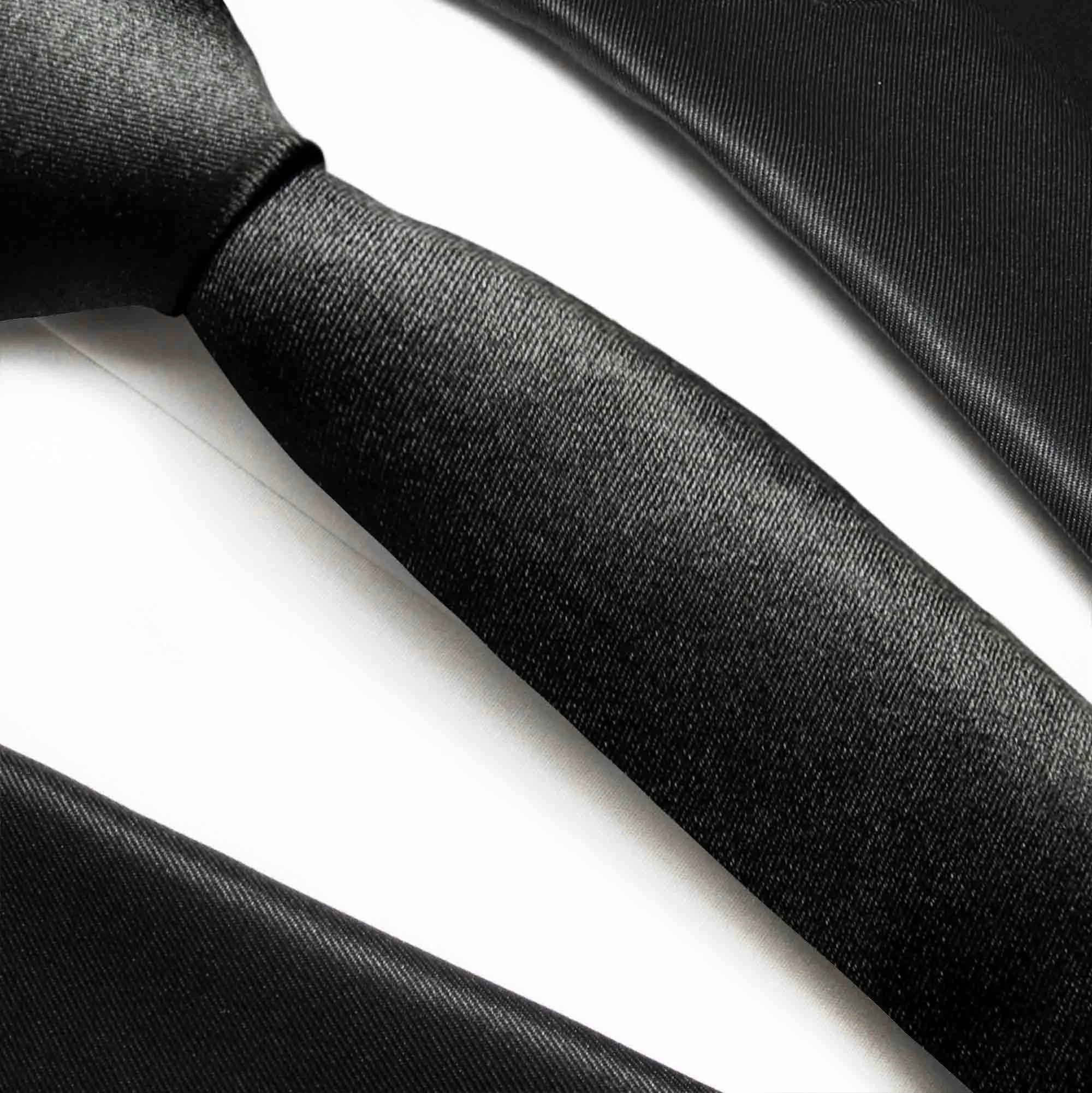 Solid Black Boys Silk Tie by Paul Malone