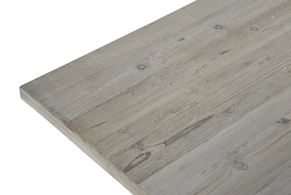 Solid White Pine Wood Rectangle Trestle Dining Table Light Grey Wash Finish 94 inch