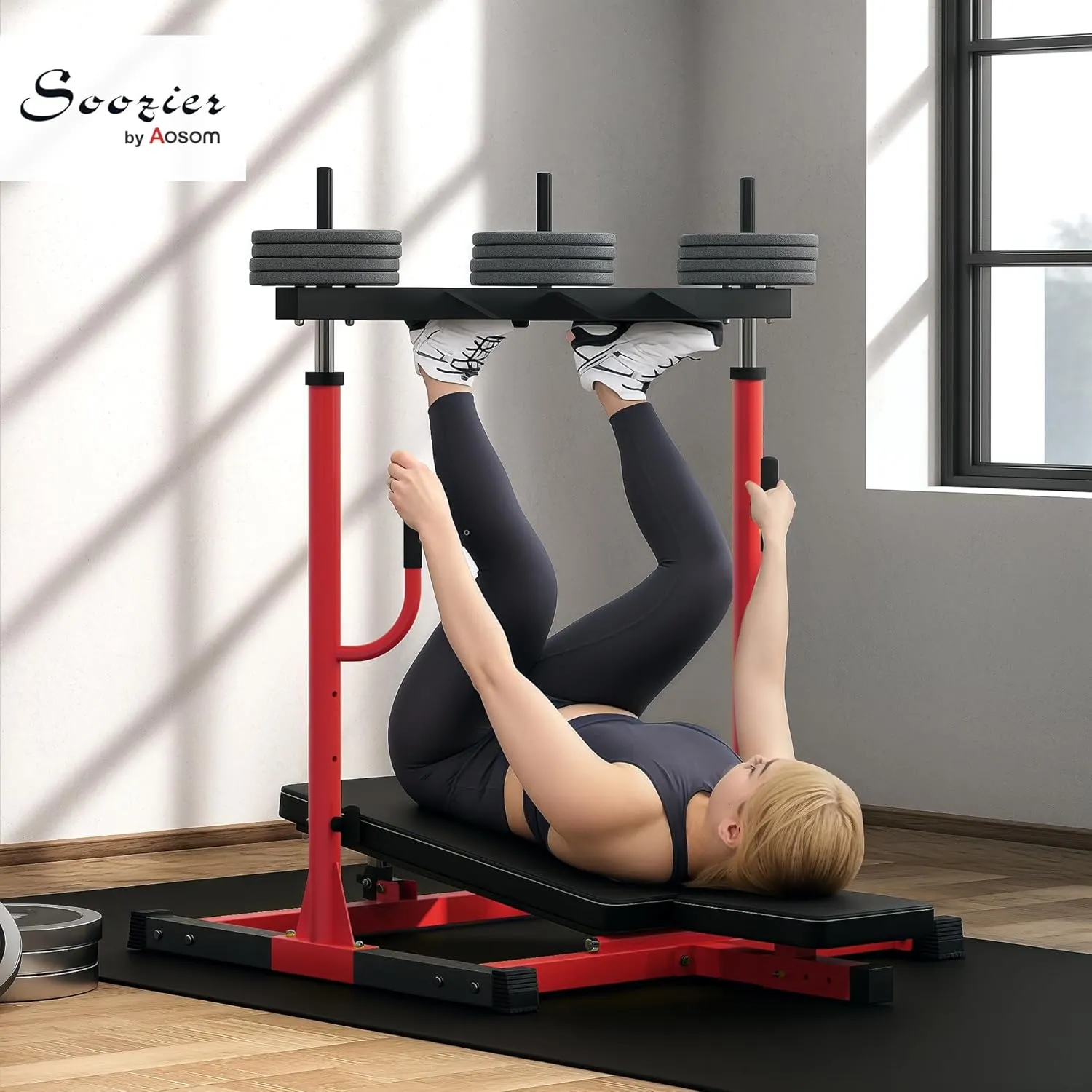 Soozier Vertical Leg Press Machine, 660LBS Capacity, Leg Strength Training Machine with Adjustable Leg, Back, and Head Positions for Home Gym, 2" Olympic Plate Compatible