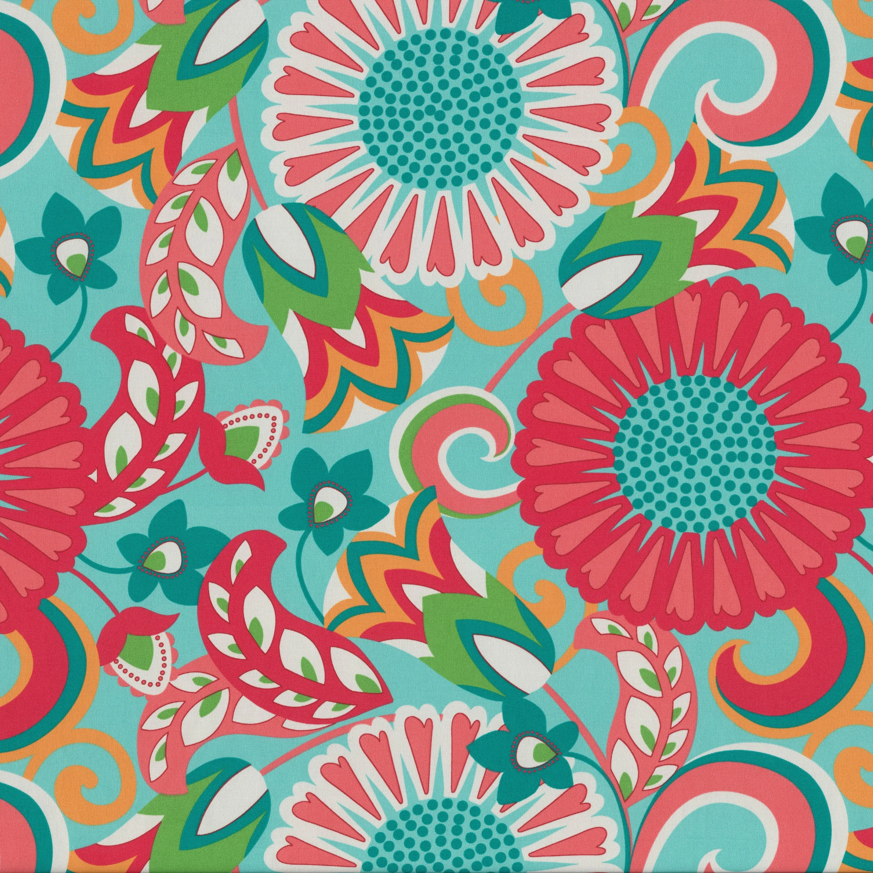 Sophia Turquoise/Coral 56" Blown Bench