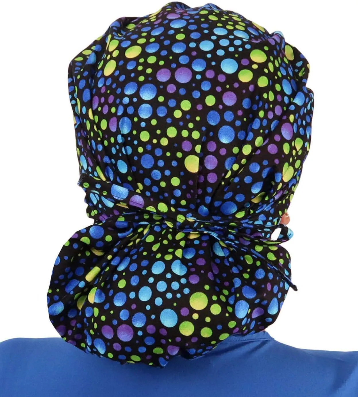 Sparkling EARTH Banded Bouffant Surgical Scrub Ponytail Working Caps - 100% Cotton - Made in The USA