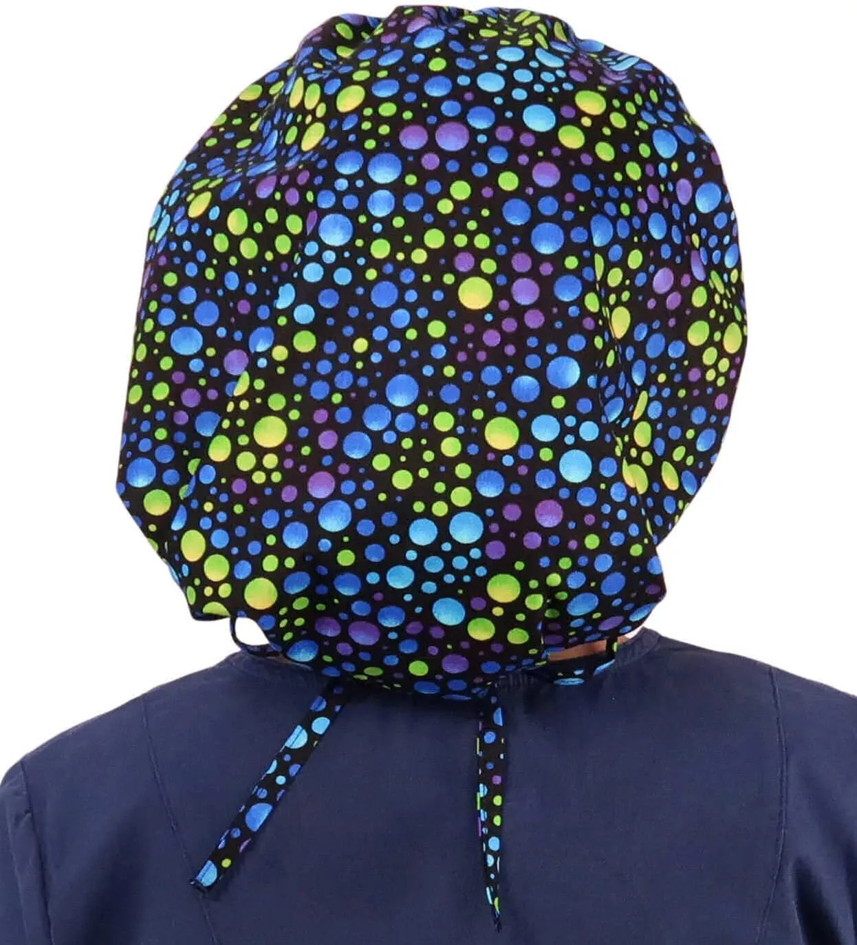 Sparkling EARTH Banded Bouffant Surgical Scrub Ponytail Working Caps - 100% Cotton - Made in The USA