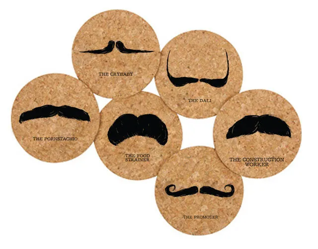 Styling mustache Styles Cork Coaster Set