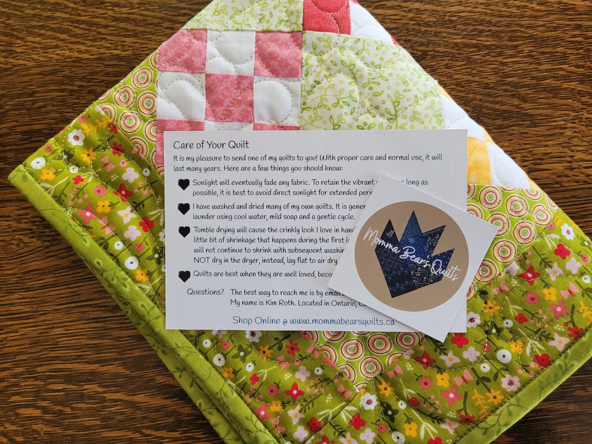 Summer Floral Nine Patch Table Topper Quilt