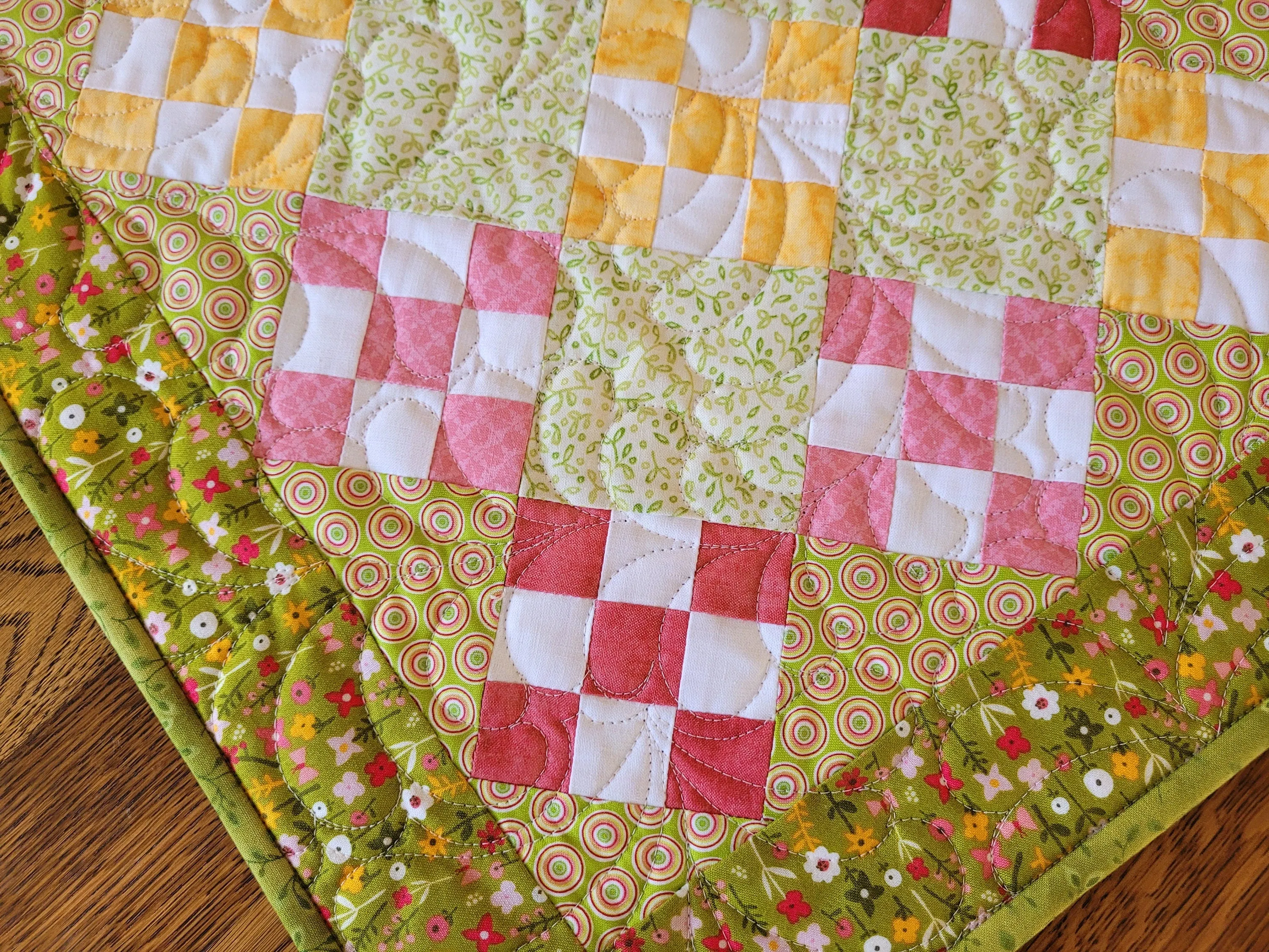 Summer Floral Nine Patch Table Topper Quilt