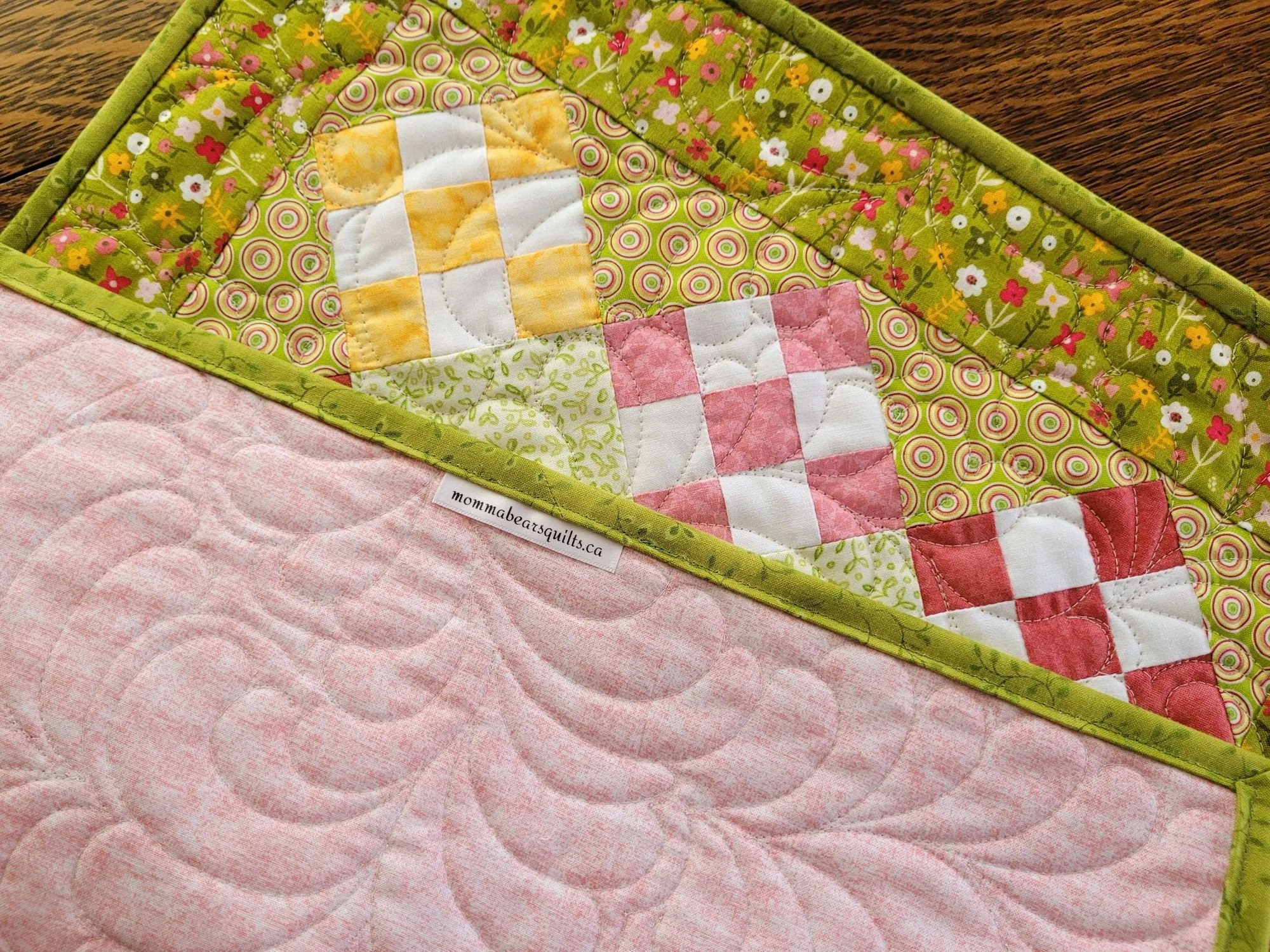 Summer Floral Nine Patch Table Topper Quilt