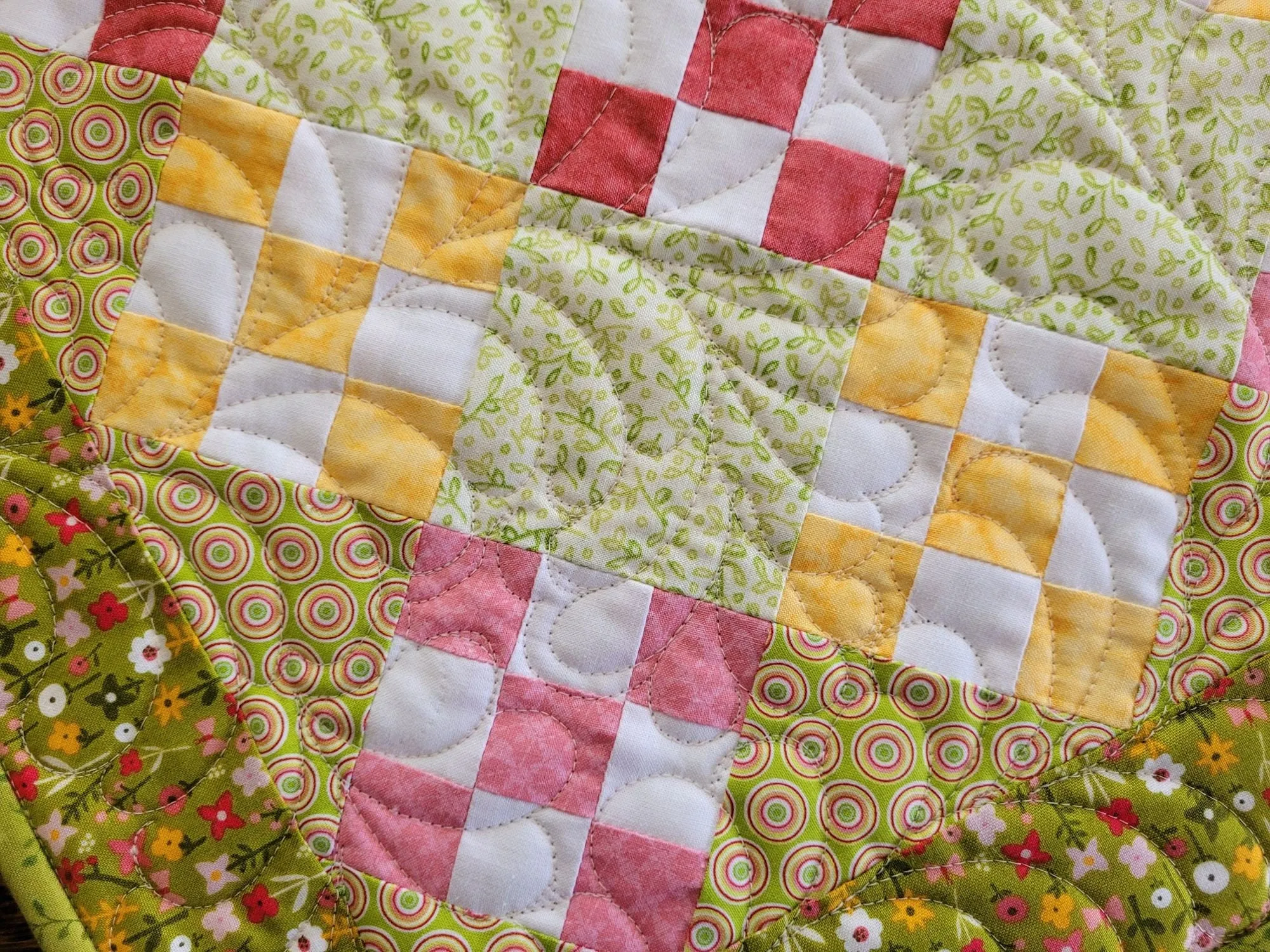 Summer Floral Nine Patch Table Topper Quilt