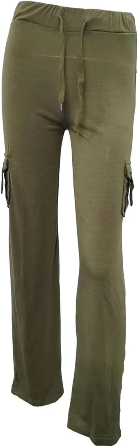 Sweatpants for Women Wide Leg Cargo Pants High Rise Yoga Leggings with Pockets Plus Size Y2K Drawstring Straight Leg Pants