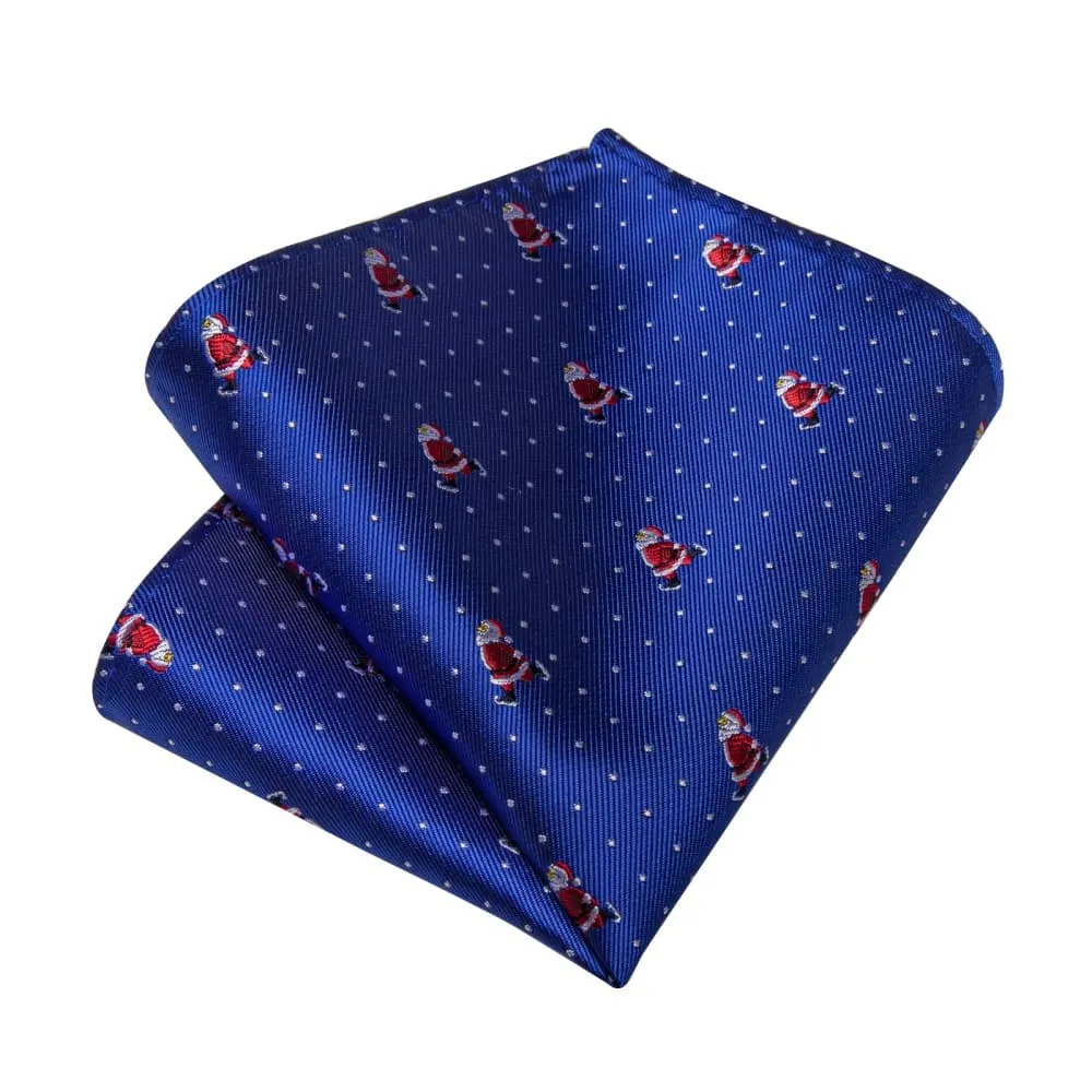 Ties2you Blue Christmas Santa Claus Polka Dot Necktie Pocket Square Cufflinks Set