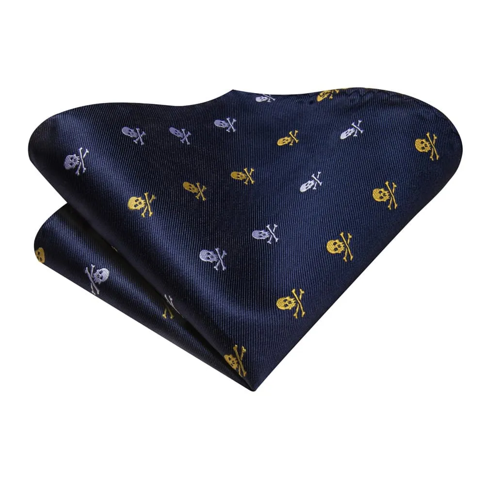 Ties2you Dark Blue Christmas Skull Necktie Square Cufflinks Set