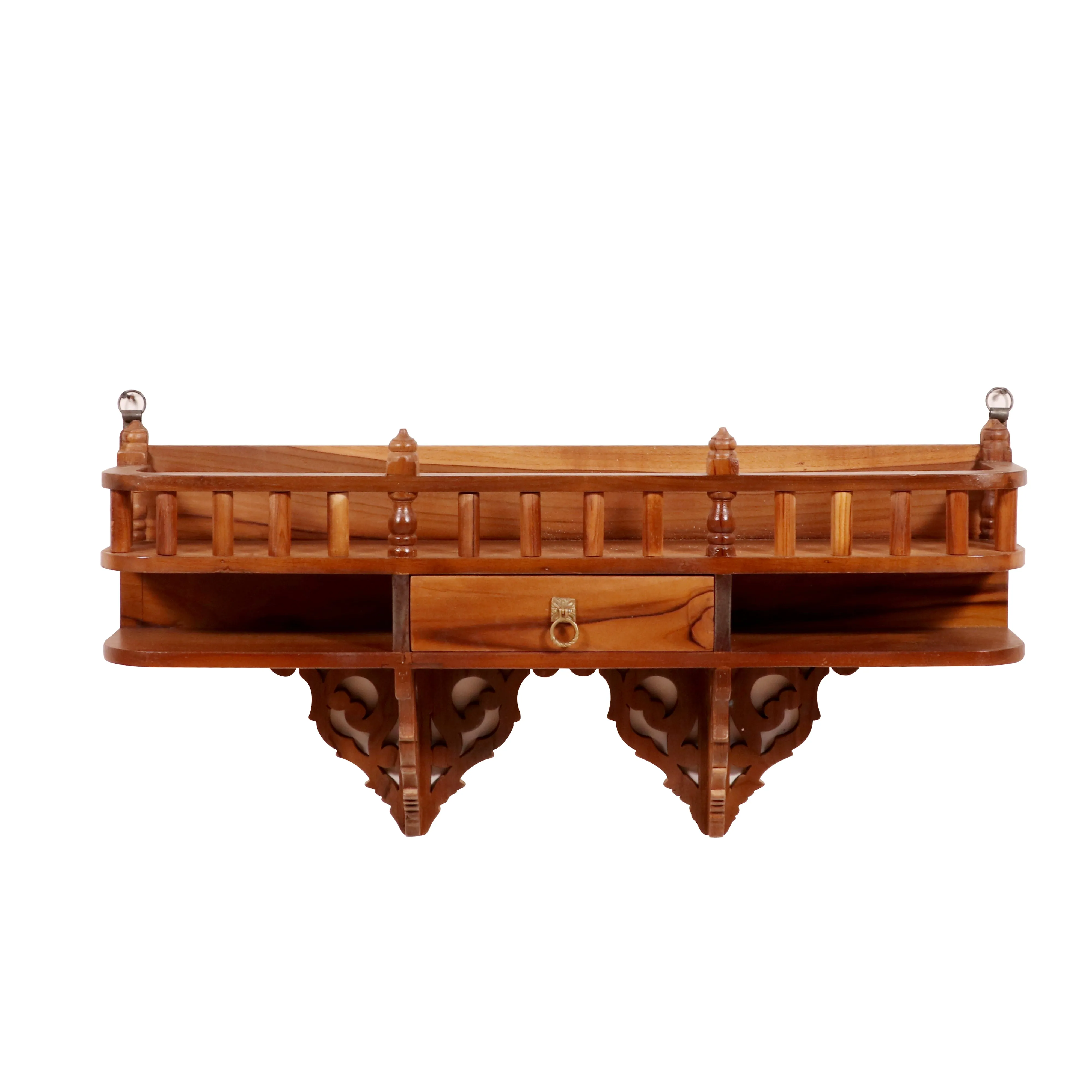 Traditional Teak Southern Minar Inspired Mirror Frame with 1 Drawer