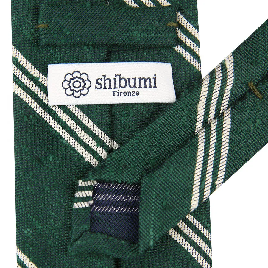 Triple Bar Soft Shantung Silk Tie - Forest - Hand-Rolled