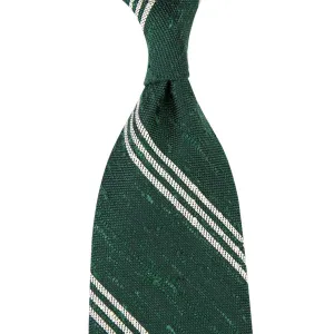 Triple Bar Soft Shantung Silk Tie - Forest - Hand-Rolled