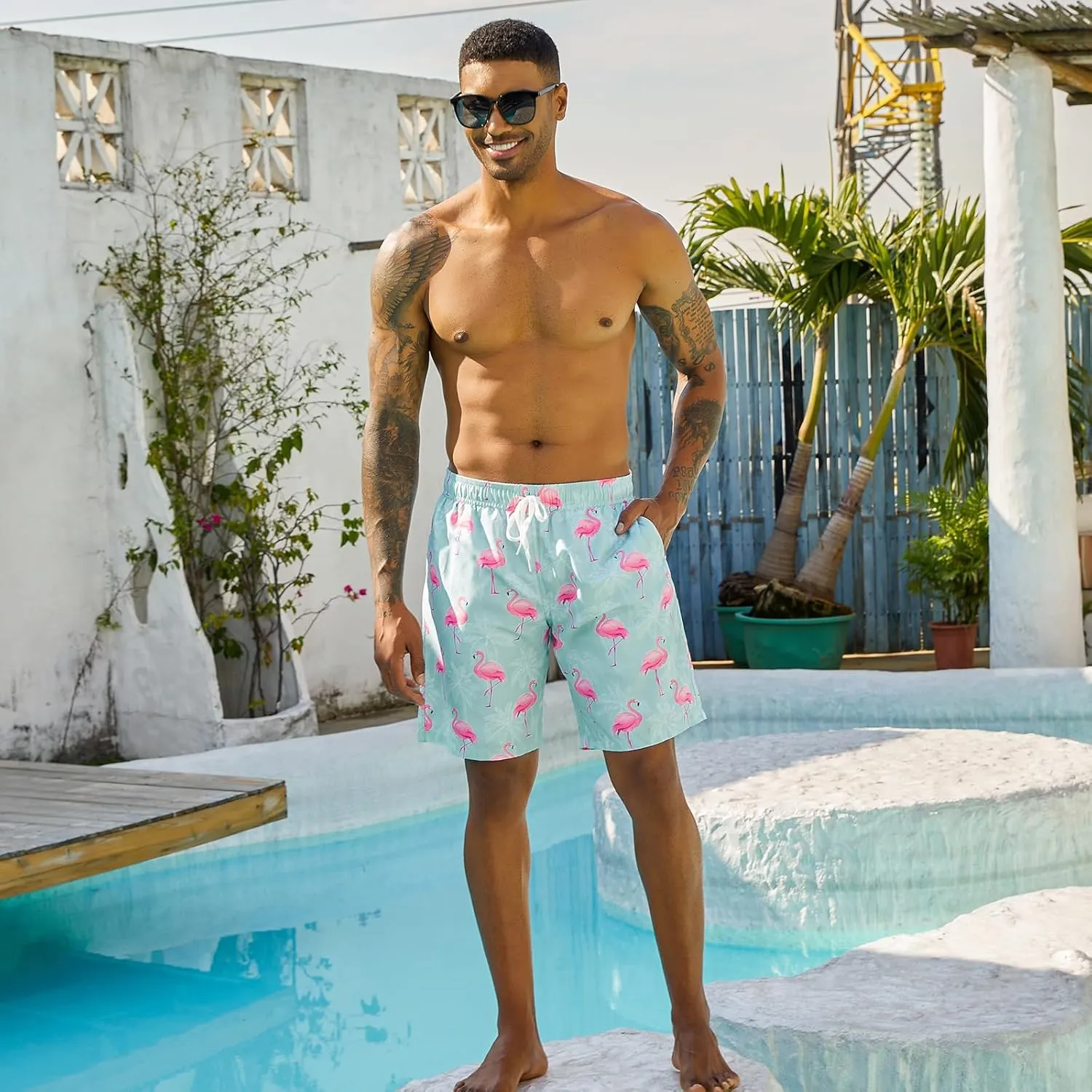 UNICOMIDEA Men Swim Trunks with Compression Liner 9 Inch Long Board Shorts