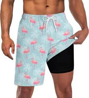 UNICOMIDEA Men Swim Trunks with Compression Liner 9 Inch Long Board Shorts