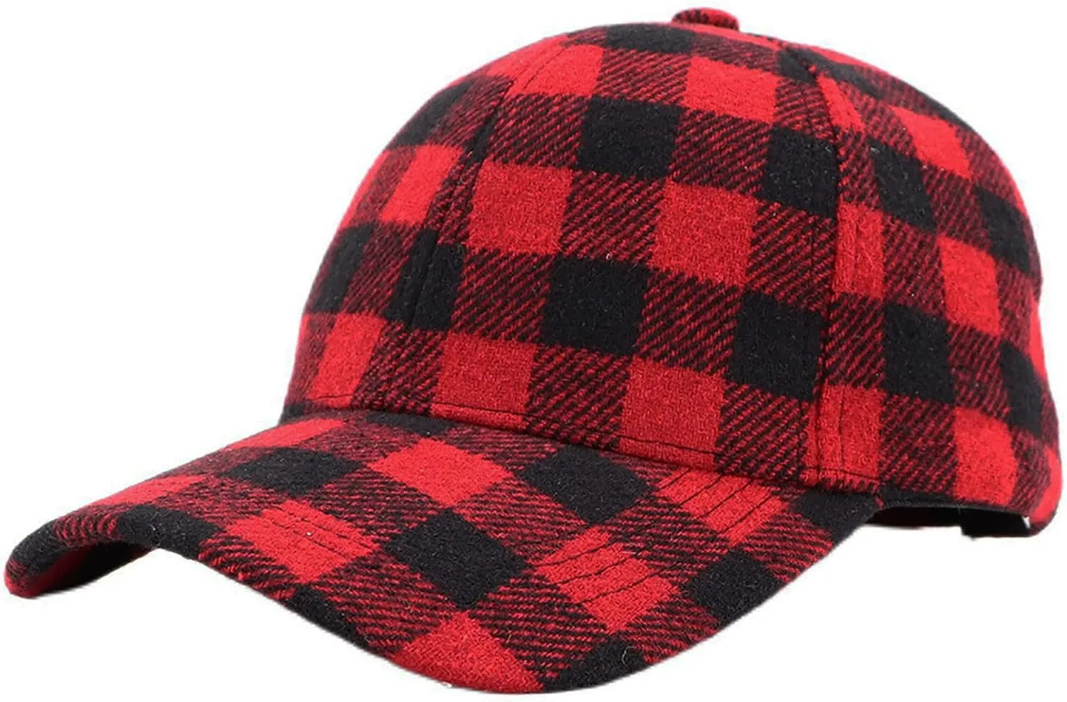 Unisex Buffalo-Plaid Baseball-Hat Red-Black-Check Ball-Cap for Women Men