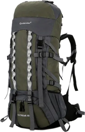 UNISTRENGH 80L Internal Frame Backpacks Outdoor Nylon Hiking Backpack Water-resistant Trekking Bag with Rain Cover for Camping Mountaineering Traveling (Army Green)