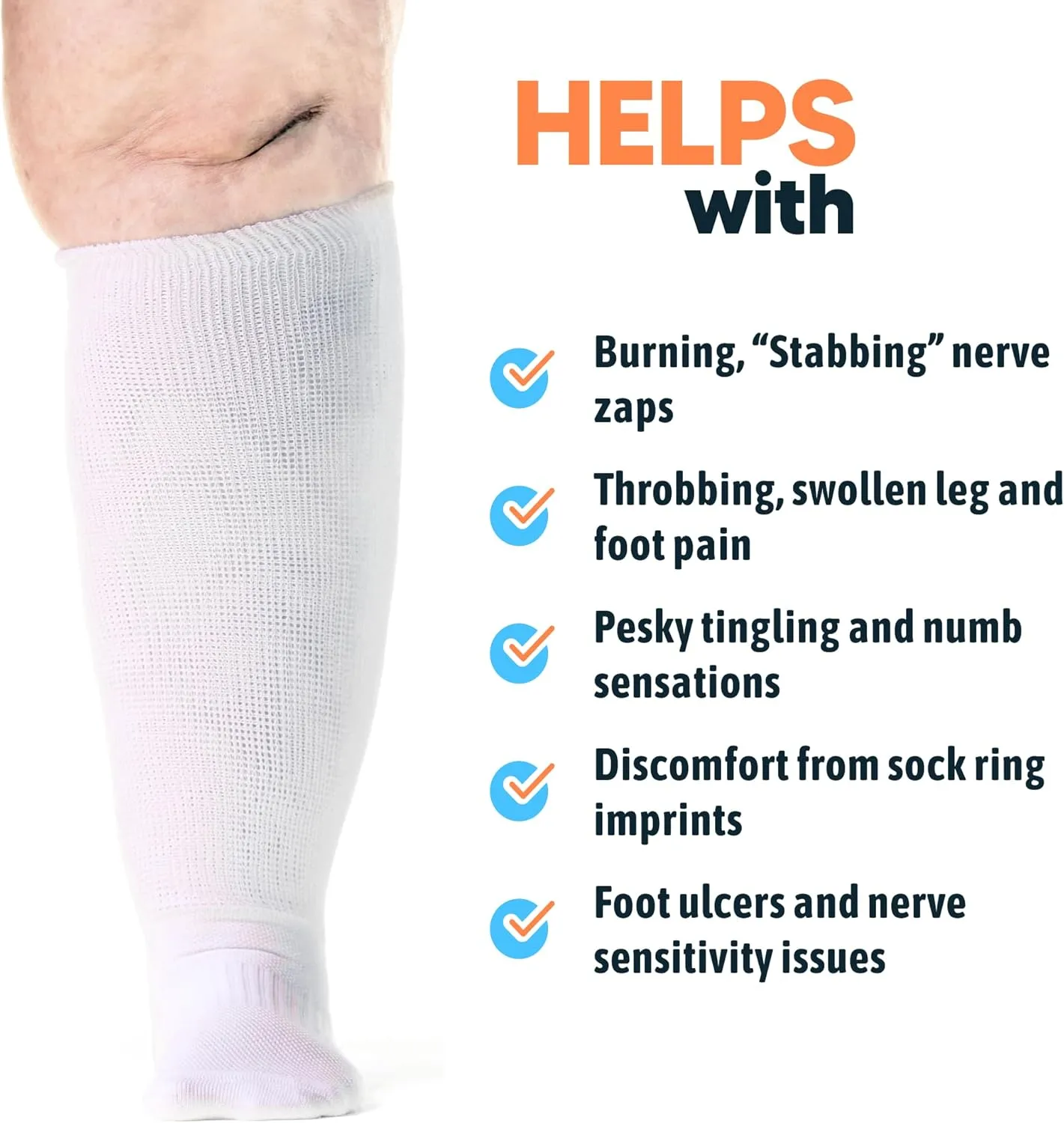 Viasox EasyStretch Diabetic Socks for Men & Women, Non Binding Top, Seamless Toe, Loose Fit (Navy Blue, Medium)