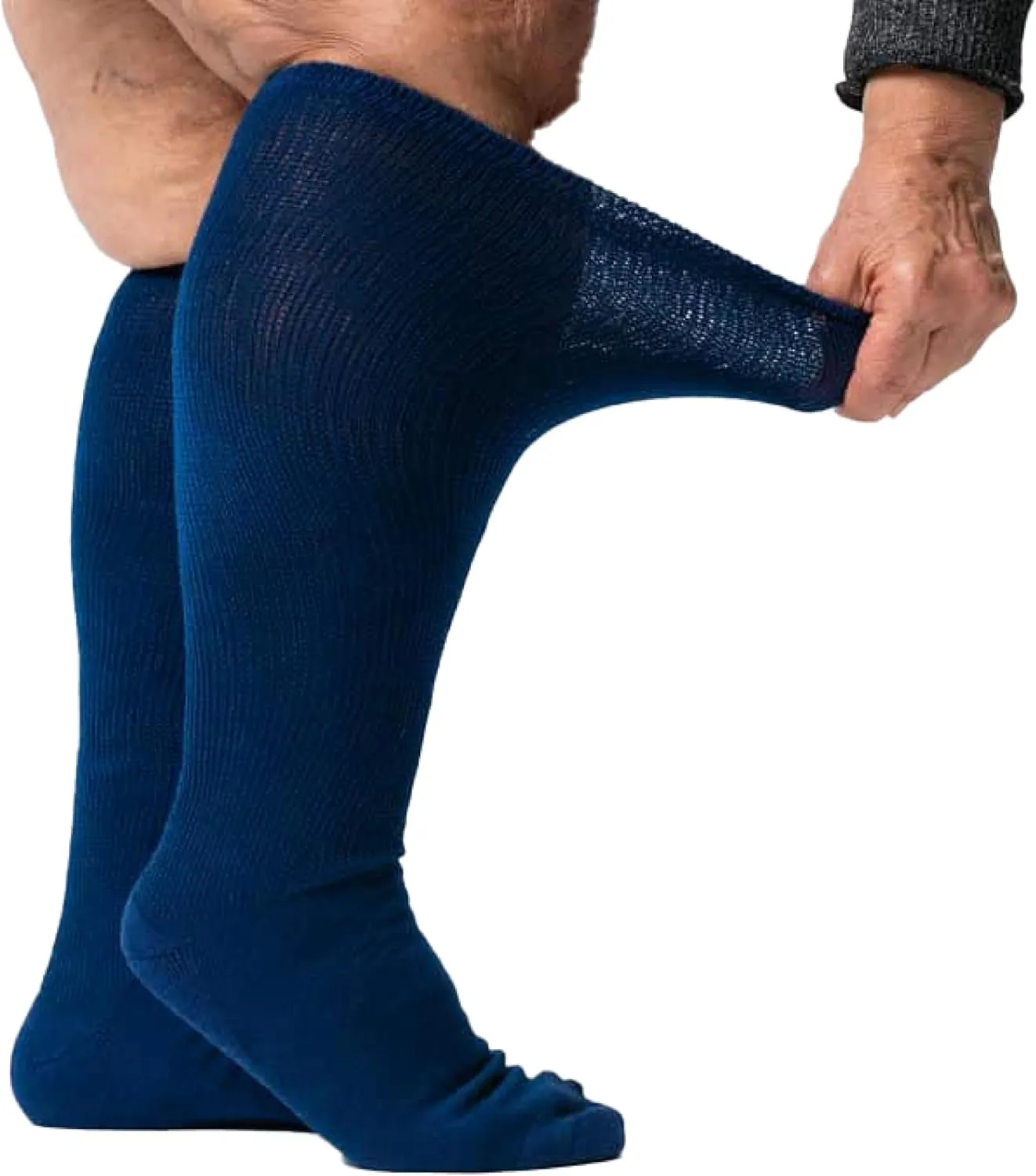 Viasox EasyStretch Diabetic Socks for Men & Women, Non Binding Top, Seamless Toe, Loose Fit (Navy Blue, Medium)