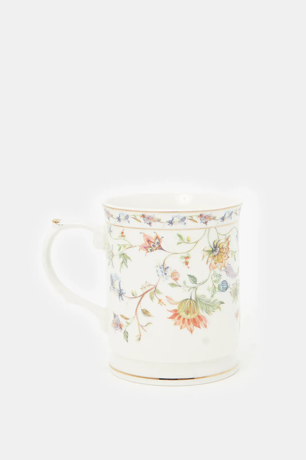White Floral Printed Mug